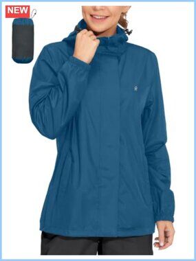 Women's Packable Waterproof Hooded Rain Jacket Nylon Hiking